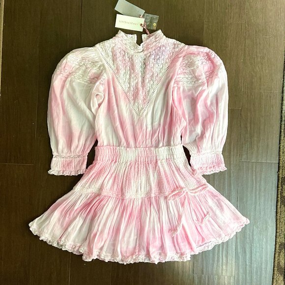 NWT Love Shack Fancy Viola Dress in Island Pink Hand Dye - Picture 11 of 13